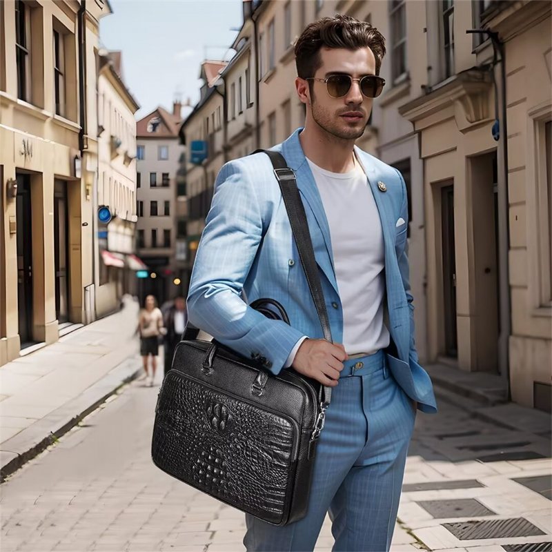 Skuldervesker Herre Pinnacle Prestige Alligator Tote - Svart