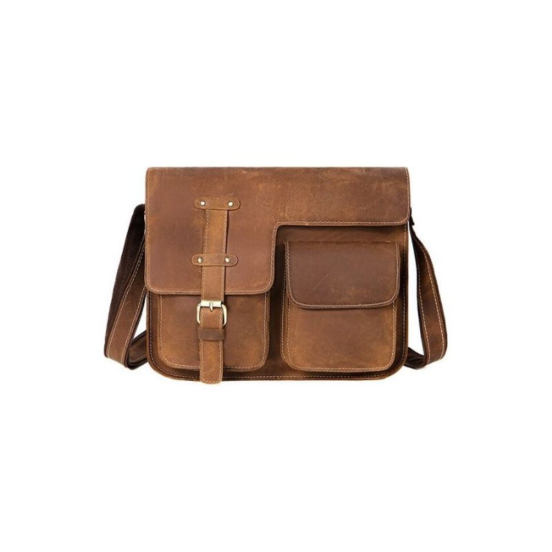 Skuldervesker Herre Skinndeksel Closure Messenger-veske - Brun