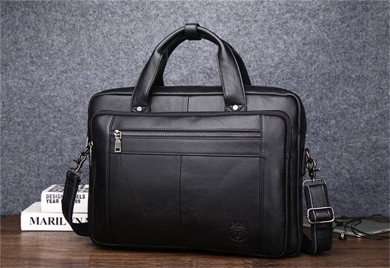 Skuldervesker Herre Square Sovereign Leather Tote - Svart