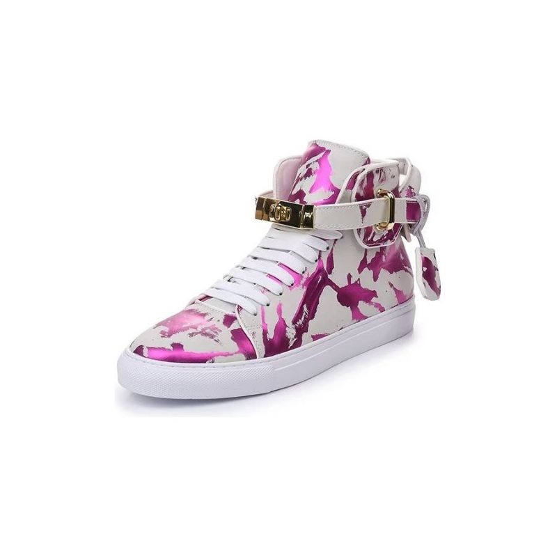 Sneakers Herre Graffiti Artisan Cow Leather High Top Sneaks - Lilla