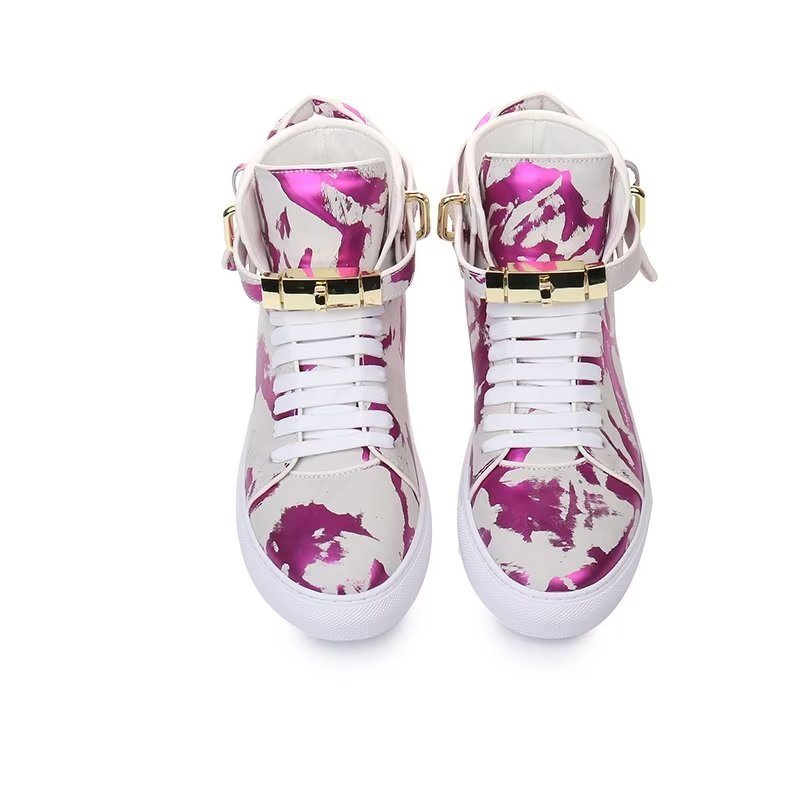 Sneakers Herre Graffiti Artisan Cow Leather High Top Sneaks - Lilla