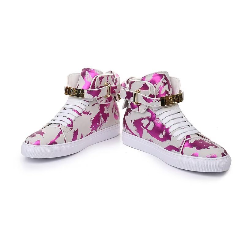 Sneakers Herre Graffiti Artisan Cow Leather High Top Sneaks - Lilla