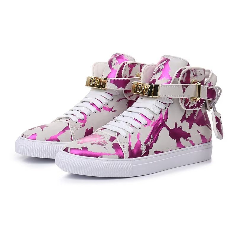 Sneakers Herre Graffiti Artisan Cow Leather High Top Sneaks - Lilla