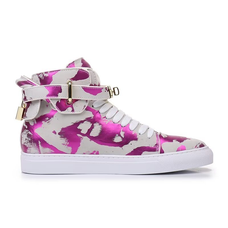 Sneakers Herre Graffiti Artisan Cow Leather High Top Sneaks - Lilla