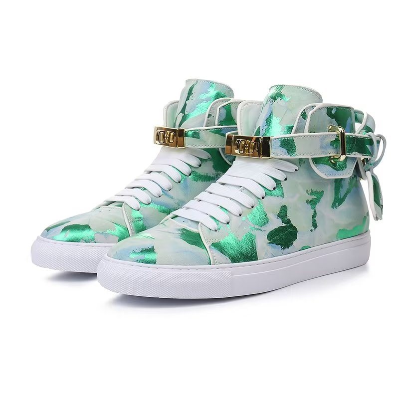 Sneakers Herre Graffiti Artisan Cow Leather High Top Sneaks - Grønn