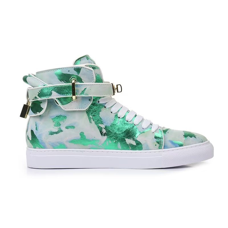 Sneakers Herre Graffiti Artisan Cow Leather High Top Sneaks - Grønn