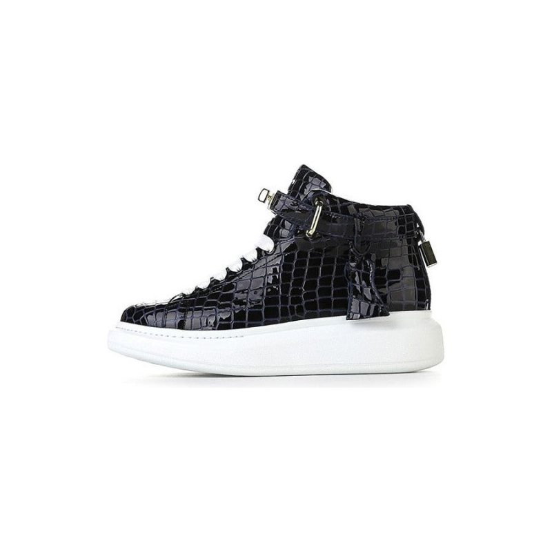 Sneakers Herre Luksus Crocemboss High Top Designer - Blå