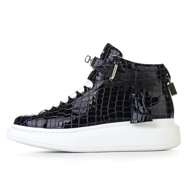 Sneakers Herre Luksus Crocemboss High Top Designer - Blå