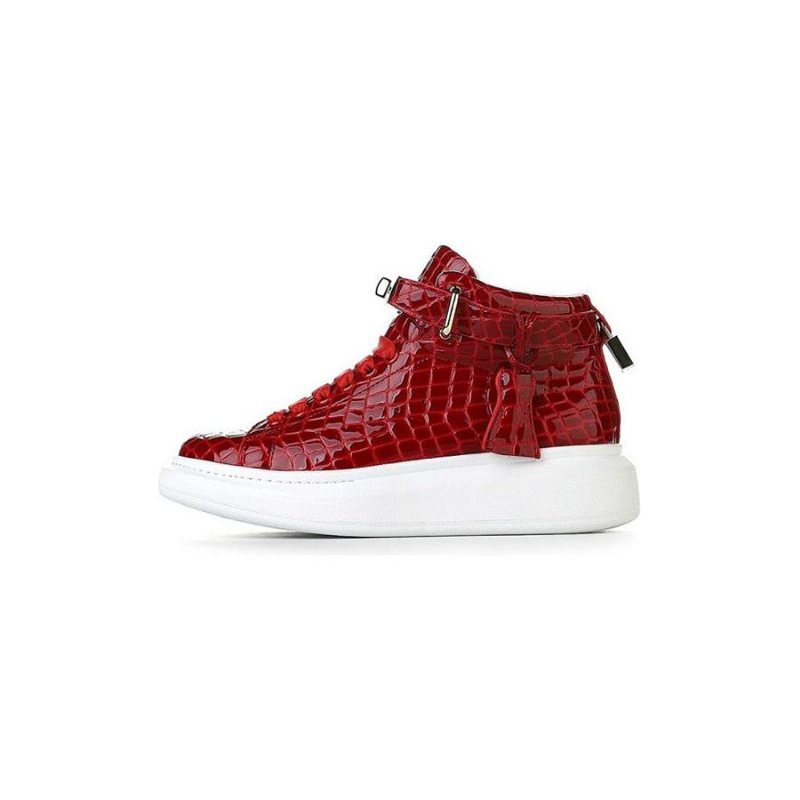 Sneakers Herre Luksus Crocemboss High Top Designer - Rød