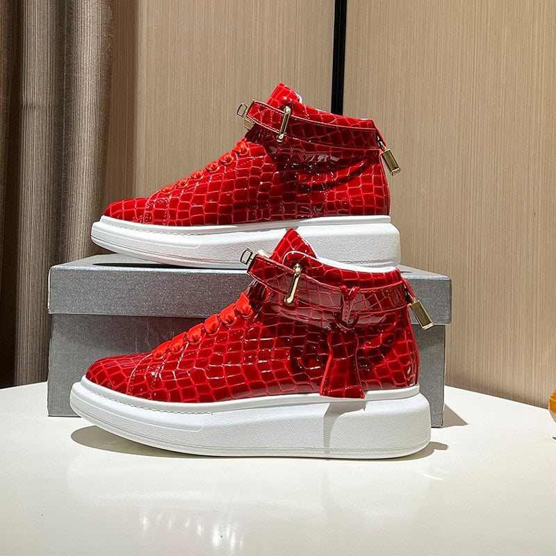 Sneakers Herre Luksus Crocemboss High Top Designer - Rød