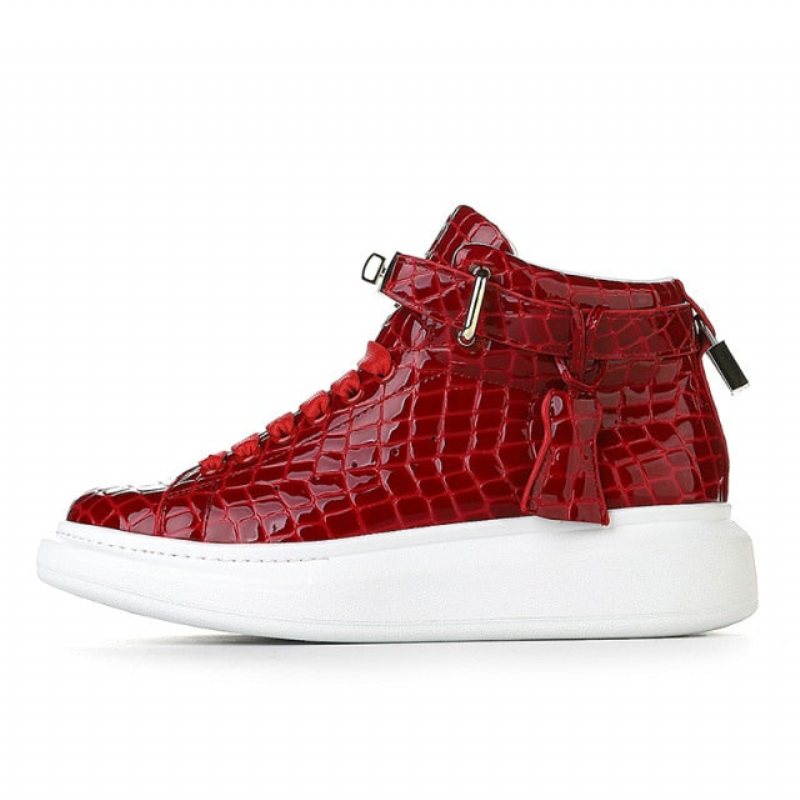 Sneakers Herre Luksus Crocemboss High Top Designer - Rød