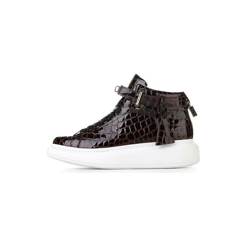 Sneakers Herre Luksus Crocemboss High Top Designer - Kaffe