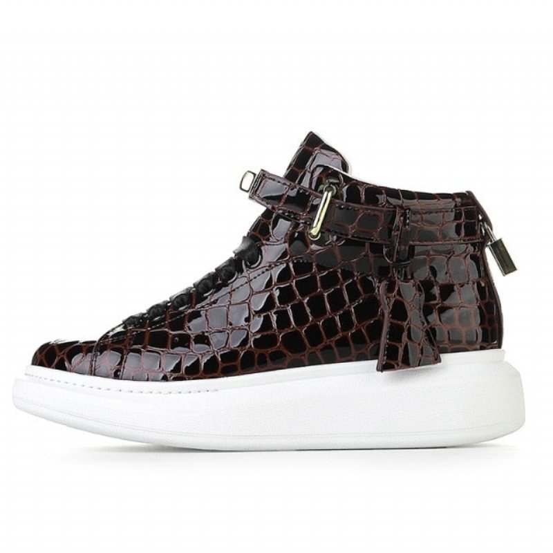 Sneakers Herre Luksus Crocemboss High Top Designer - Kaffe