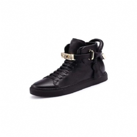 Sneakers Herre Luksus Glatt Mønster High Top Casual