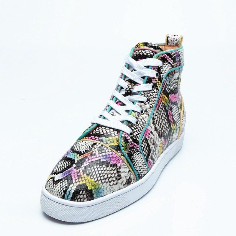 Sneakers Herre Snakeskin Chic Multicolor High Top Vanntette Sko - Eksotisk