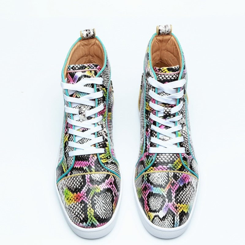 Sneakers Herre Snakeskin Chic Multicolor High Top Vanntette Sko - Eksotisk