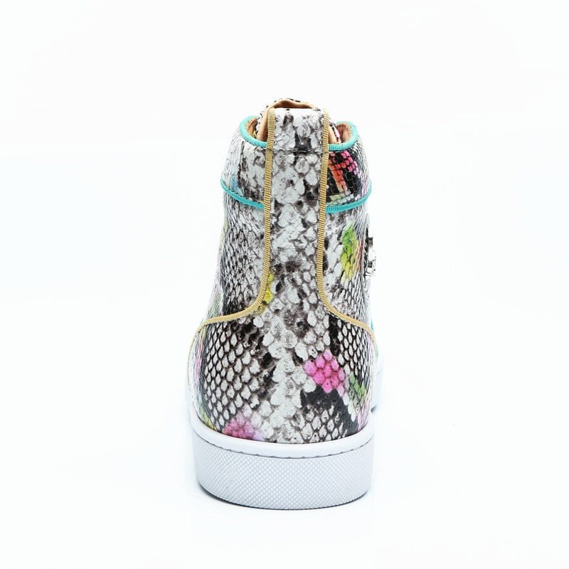 Sneakers Herre Snakeskin Chic Multicolor High Top Vanntette Sko - Eksotisk