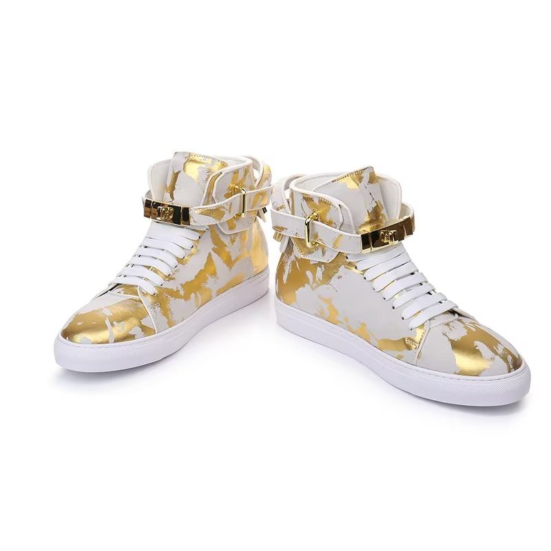 Sneakers Herre Urban Graffiti Chic Cow Leather High Tops - Gul