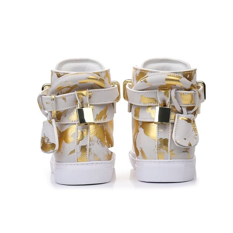 Sneakers Herre Urban Graffiti Chic Cow Leather High Tops - Gul