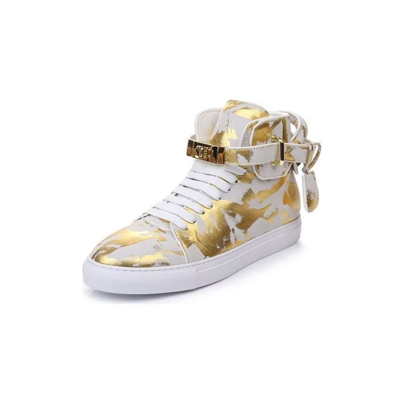 Sneakers Herre Urban Graffiti Chic Cow Leather High Tops - Gul