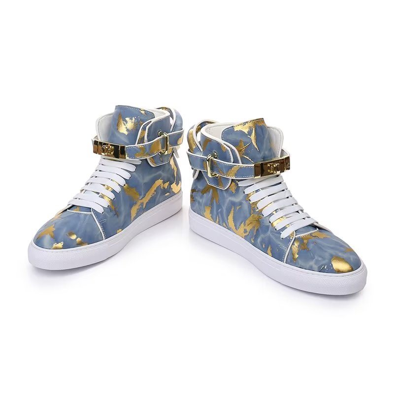 Sneakers Herre Urban Graffiti Chic Cow Leather High Tops - Blå