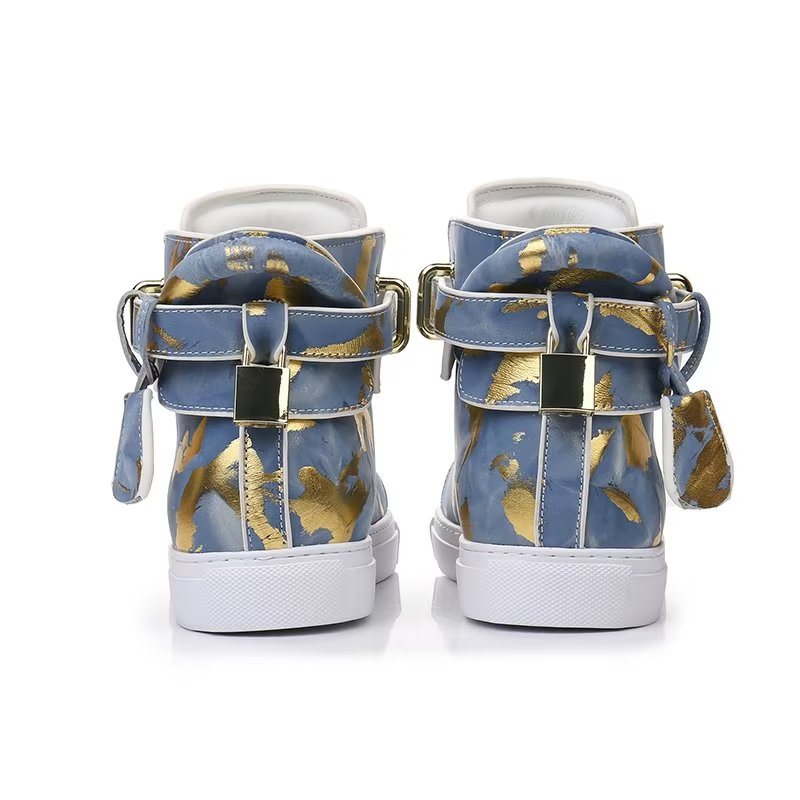 Sneakers Herre Urban Graffiti Chic Cow Leather High Tops - Blå