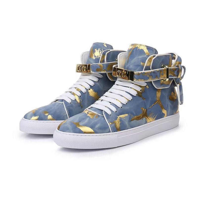 Sneakers Herre Urban Graffiti Chic Cow Leather High Tops - Blå