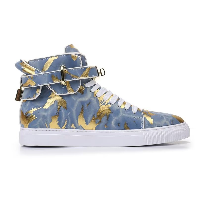 Sneakers Herre Urban Graffiti Chic Cow Leather High Tops - Blå